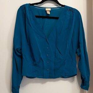 Semi-sheer Button-Up Blouse